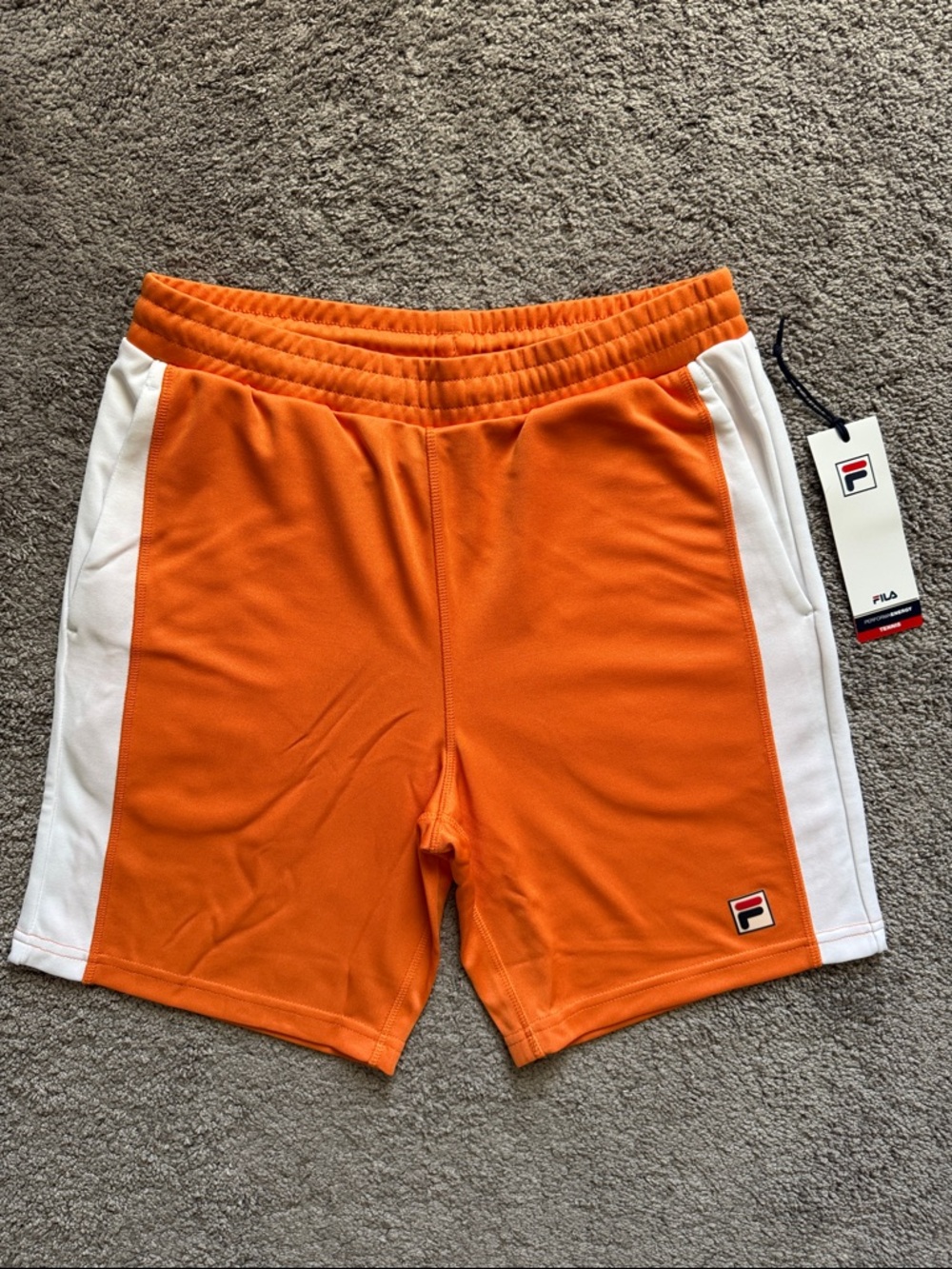 NWT Men’s Fila Groundbreaker Knit Short Orange/White Size S - Picture 2 of 13